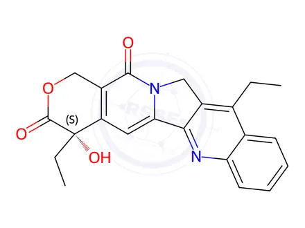 Chemical structure of Irinotecan EP Impurity F (Irinotecan USP Related Compound E, 7-Ethyl Camptothecin)
