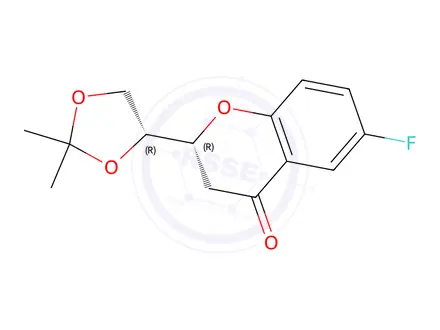 Chemical structure of (2R)-2-[(4R)-2,2-Dimethyl-1,3-dioxolan-4-yl]-6-fluoro-2,3-dihydro-4H-1-benzopyran-4-one