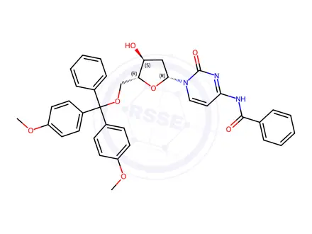 Chemical structure of 5'-O-(4,4'-Dimethoxytrityl)-N4-benzoyl-2'-deoxycytidine