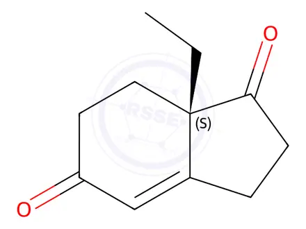 Chemical structure of (S)-7a-ethyl-2,3,7,7a-tetrahydro-(6H)-indene-1,5-dione