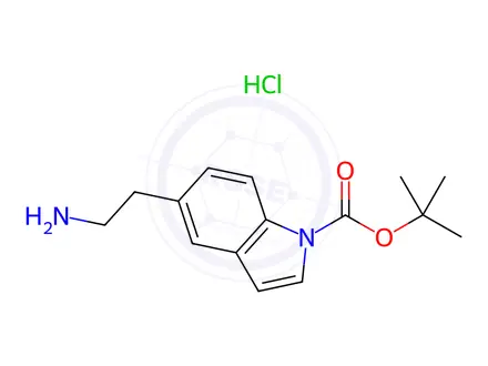Chemical structure of Tert-butyl 5-(2-aminoethyl)-1H-indole-1-carboxylate hydrochloride