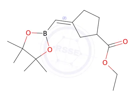 Chemical structure of Ethyl (Z)-3-((4,4,5,5-tetramethyl-1,3,2-dioxaborolan-2-yl)methylene)cyclopentane-1-carboxylate