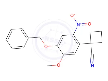 Chemical structure of 1-(4-(Benzyloxy)-5-methoxy-2-nitrophenyl)-cyclobutanecarbonitrile