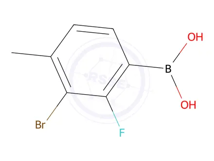 Chemical structure of 3-Bromo-2-fluoro-4-methylphenylboronic acid