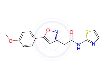 Chemical structure of 2-(5-(4-Methoxyphenyl)isoxazol-3-yl)-N-(thiazol-2-yl)acetamide