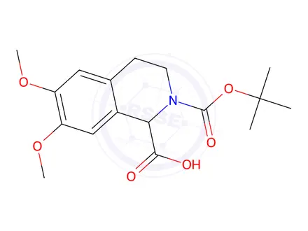 Chemical structure of 2-(tert-Butoxycarbonyl)-6,7-dimethoxy-1,2,3,4-tetrahydroisoquinoline-1-carboxylic acid