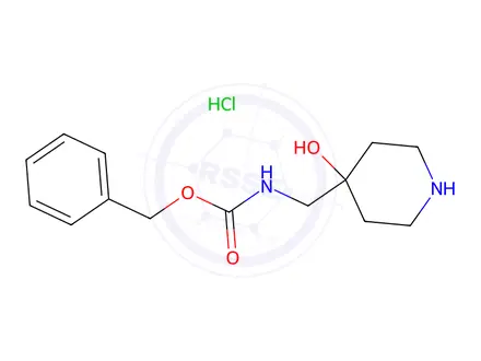 Chemical structure of Benzyl ((4-hydroxypiperidin-4-yl)-methyl)carbamate hydrochloride