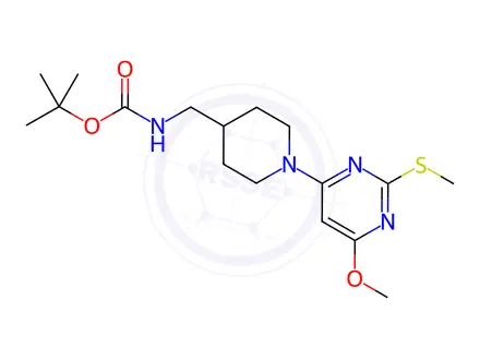 Chemical structure of [1-(6-Methoxy-2-Methylsulfanyl-pyriMidin-4-yl)-piperidin-4-ylMethyl]-carbaMic acid tert-butyl ester