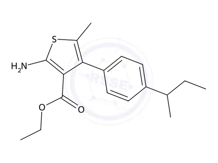 Chemical structure of Ethyl 2-amino-4-(4-(sec-butyl)phenyl)-5-methylthiophene-3-carboxylate