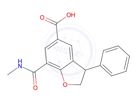 Chemical structure of 7-(Methylcarbamoyl)-3-phenyl-2,3-dihydrobenzofuran-5-carboxylic acid