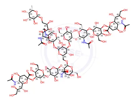 Chemical structure of MANNOTRIOSE-(FUCOSYL-DI-[N-ACETYLGLUCOSAMINE]), BIS(SIALYL-GALACTOSYL-N-ACETYLGLUCOSAMINYL)-AMMONIUM SALT