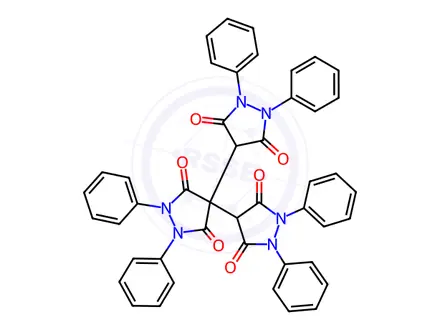 Chemical structure of 1,1',1'',2,2',2''-Hexaphenyl[4,4':4',4''-terpyrazolidine]-3,3',3'',5,5',5''-hexone