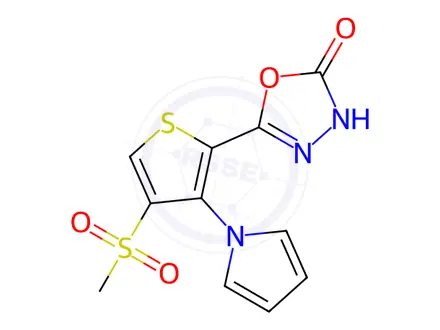 Chemical structure of 5-(4-(Methylsulfonyl)-3-(1H-pyrrol-1-yl)thiophen-2-yl)-1,3,4-oxadiazol-2(3H)-one