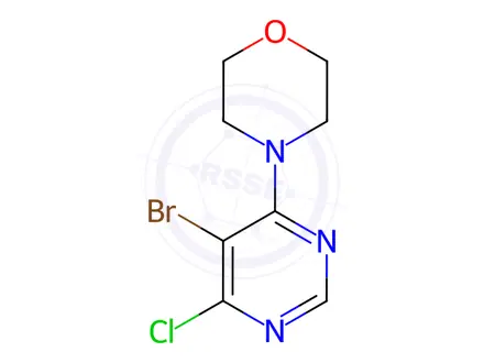 Chemical structure of 4-(5-Bromo-6-chloropyrimidin-4-yl)morpholine