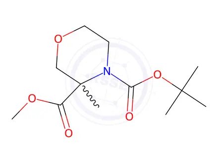 Chemical structure of Methyl N-Boc-3-methylmorpholine-3-carboxylate