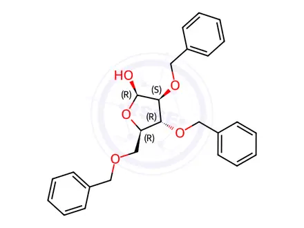 Chemical structure of 2,3,5-Tri-O-benzyl-beta-D-arabinofuranose