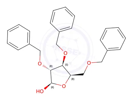 Chemical structure of 2,3,5-Tris-O-(phenylmethyl)-β-D-xylofuranose