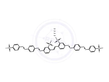 Chemical structure of tetrasodium 4,4'-bis[[p-[(p-sulphonatophenyl)azo]phenyl]azo]stilbene-2,2'-disulphonate