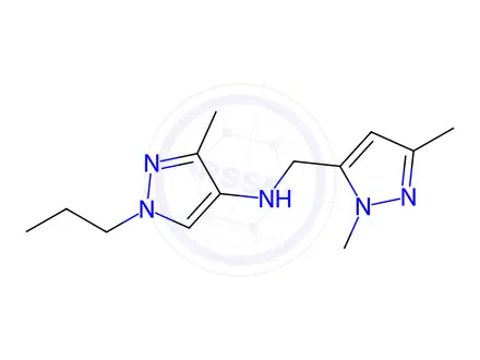 Chemical structure of N-[(1,3-dimethyl-1H-pyrazol-5-yl)methyl]-3-methyl-1-propyl-1H-pyrazol-4-amine