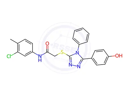 Chemical structure of N-(3-Chloro-4-methylphenyl)-2-((5-(4-hydroxyphenyl)-4-phenyl-4H-1,2,4-triazol-3-yl)thio)acetamide