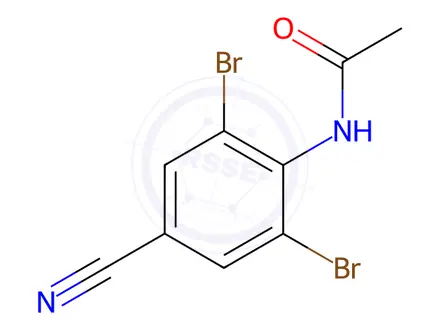 Chemical structure of N-(2,6-dibromo-4-cyanophenyl)acetamide
