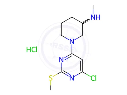 Chemical structure of 1-(6-Chloro-2-(methylthio)pyrimidin-4-yl)-N-methylpiperidin-3-amine hydrochloride