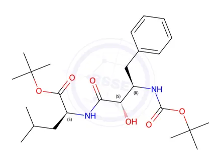 Chemical structure of tert-Butyl ((2S,3R)-3-((tert-butoxycarbonyl)amino)-2-hydroxy-4-phenylbutanoyl)-L-leucinate