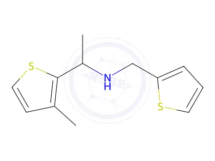 Chemical structure of 1-(3-Methylthiophen-2-yl)-N-(thiophen-2-ylmethyl)ethan-1-amine
