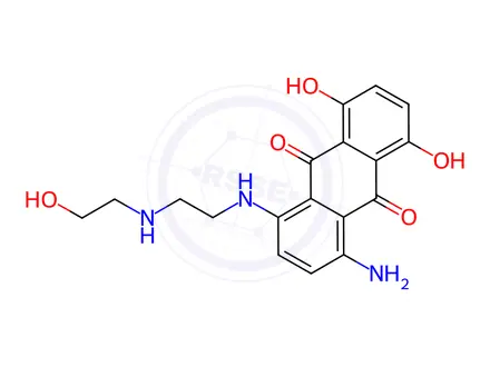 Chemical structure of Des[2-[(2-Hydroxyethyl)amino]ethyl]Mitoxantrone(Mitoxantrone Impurity A)