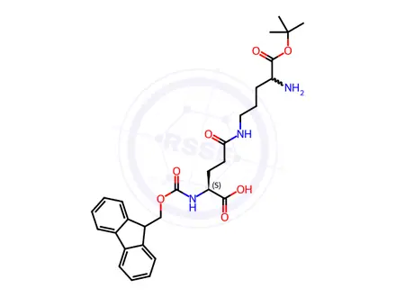 Chemical structure of 14-Oxa-2,7,12-triazahexadecanoic acid, 3-carboxy-15,15-dimethyl-6,13-dioxo-, 1-(9H-fluoren-9-ylmethyl) ester, (3S)-