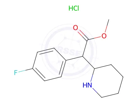 Chemical structure of Methyl 2-(4-Fluorophenyl)-2-(piperidin-2-yl)acetate Hydrochloride