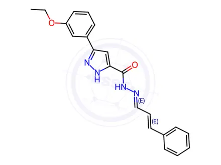 Chemical structure of 3-(3-ethoxyphenyl)-N-((1E,2E)-3-phenylallylidene)-1H-pyrazole-5-carbohydrazide