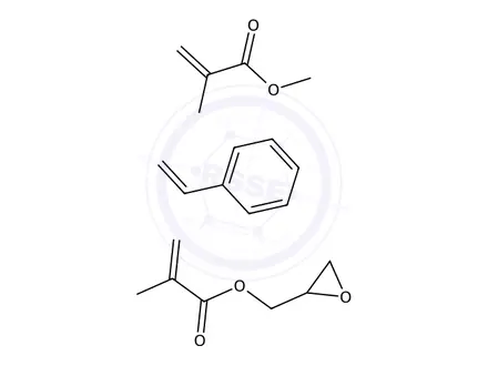 Chemical structure of 2-Propenoic acid, 2-methyl-, methyl ester, polymer with ethenylbenzene and oxiranylmethyl 2-methyl-2-propenoate