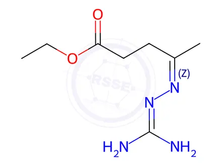 Chemical structure of Ethyl 4-{(Z)-2-[amino(imino)methyl]hydrazono}pentanoate