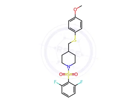 Chemical structure of 1-((2,6-Difluorophenyl)sulfonyl)-4-(((4-methoxyphenyl)thio)methyl)piperidine