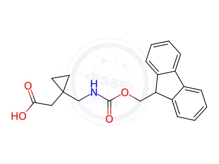 Chemical structure of 2-(1-(((((9H-Fluoren-9-yl)methoxy)carbonyl)amino)methyl)cyclopropyl)acetic acid