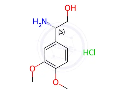 Chemical structure of (S)-2-Amino-2-(3,4-dimethoxyphenyl)ethan-1-ol hydrochloride