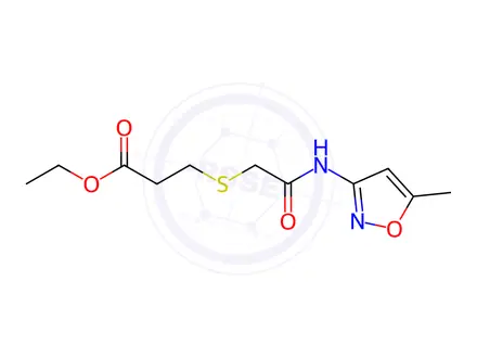 Chemical structure of Ethyl 3-((2-((5-methylisoxazol-3-yl)amino)-2-oxoethyl)thio)propanoate