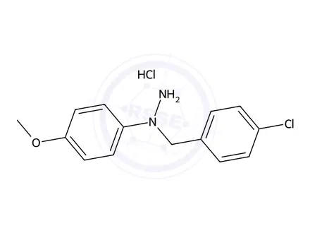 Chemical structure of 1-(4-Chlorobenzyl)-1-(4-methoxyphenyl)hydrazine hydrochloride