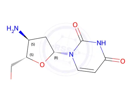Chemical structure of 3'-Amino-2',3'-dideoxyuridine