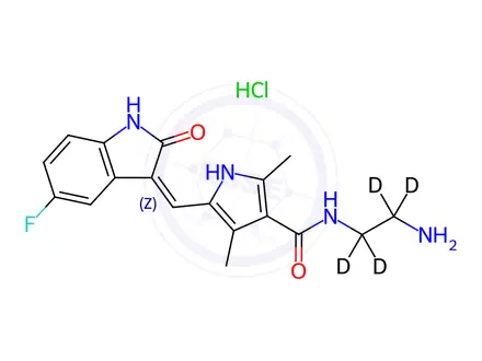 Chemical structure of N,N-Didesethyl Sunitinib-d4 Hydrochloride