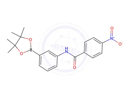 Chemical structure of 4-Nitro-N-(3-(4,4,5,5-tetramethyl-1,3,2-dioxaborolan-2-yl)phenyl)benzamide
