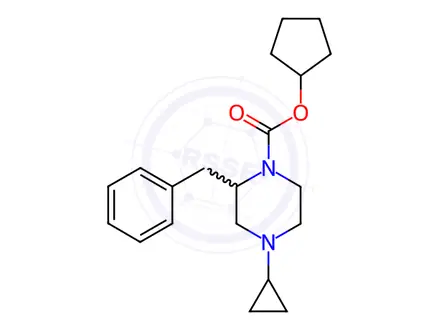 Chemical structure of Cyclopentyl 2-benzyl-4-cyclopropylpiperazine-1-carboxylate