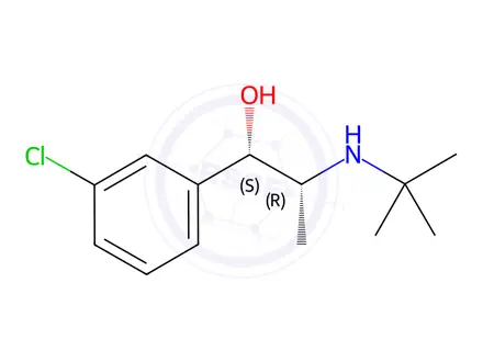 Chemical structure of (1S,2R)-2-(tert-butylamino)-1-(3-chlorophenyl)propan-1-ol