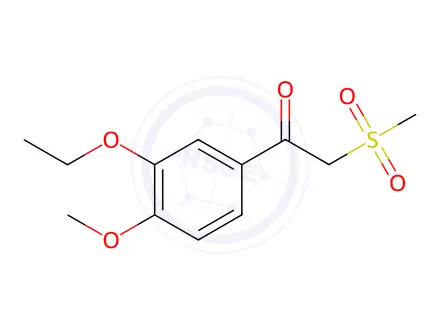 Chemical structure of 1-(3-ethoxy-4-methoxyphenyl)-2-(methylsulfonyl)ethanone