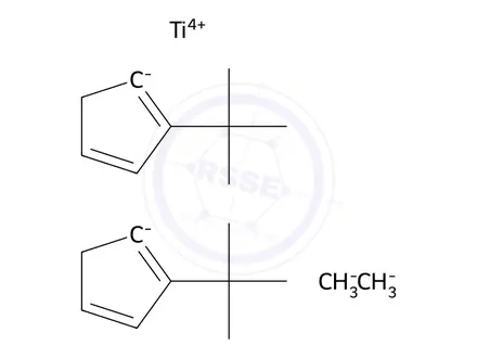 Chemical structure of Dimethylbis(t-butylcyclopentadienyl)titanium (IV)