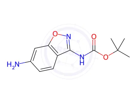 Chemical structure of Carbamic acid, N-(6-amino-1,2-benzisoxazol-3-yl)-, 1,1-dimethylethyl ester