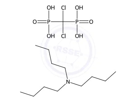 Chemical structure of (Dichloromethylene)bis[phosphonic acid] mono(tributylamine) salt