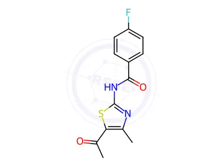 Chemical structure of N-(5-acetyl-4-methylthiazol-2-yl)-4-fluorobenzamide