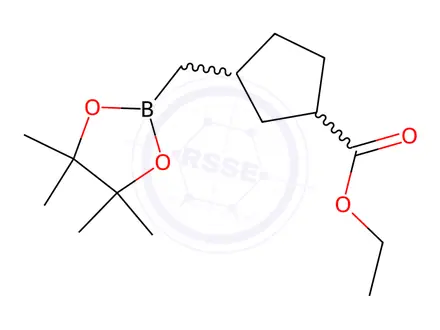 Chemical structure of Ethyl 3-((4,4,5,5-tetramethyl-1,3,2-dioxaborolan-2-yl)methyl)cyclopentane-1-carboxylate